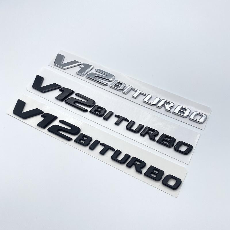 CXGSL1 Letter Emblem for Mercedes Benz AMG V12BITURBO V8 BITURBO 4MATIC+ Car Styling Fender Logo Sticker Chrome Black Red