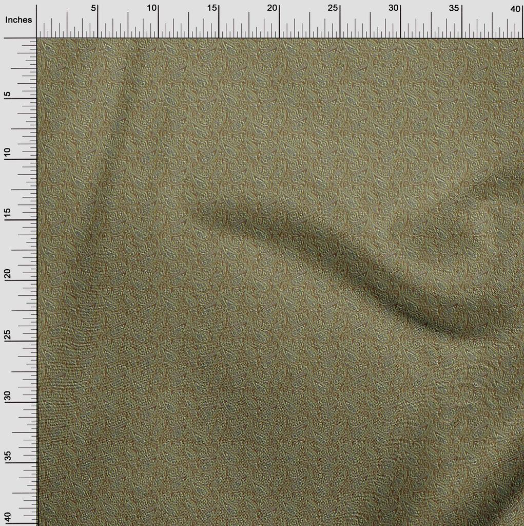 oneOone Cotton Cambric Dark Olive Green2 Fabric Kalamkari Quilting Supplies Print Sewing Fabric By The Yard 42 Inch