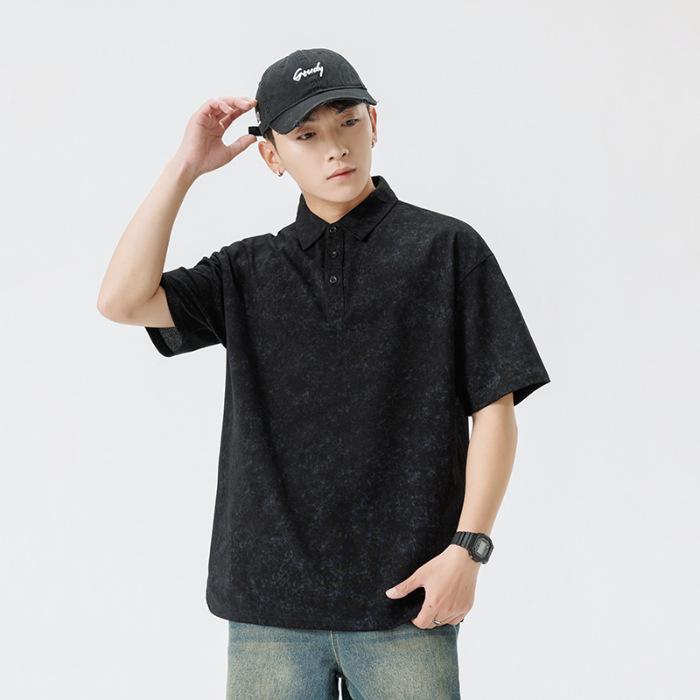 Men's Short-sleeved POLO Shirt Summer Heavy Lapel T-shirt Men's Lapel Thin Short T-top