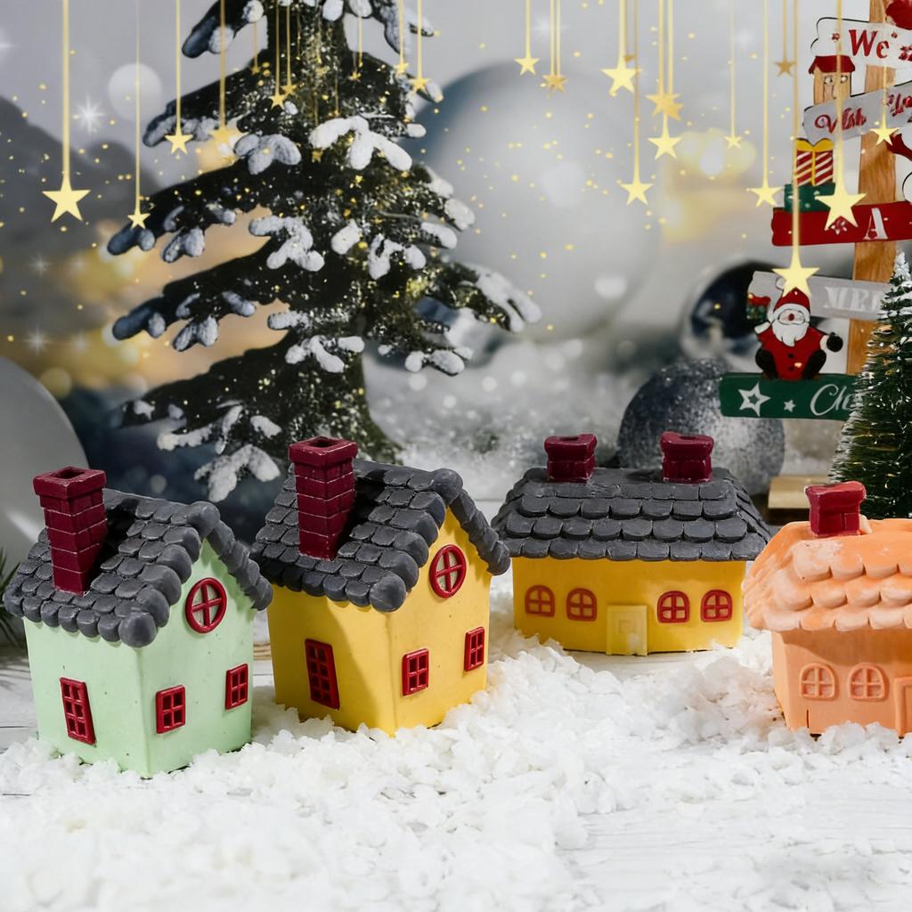 3D Christmas House Silicone Mold Snowhouse Home Desktop Decoration DIY Candle Aromatherapy Cake Topper Epoxy Resin Mold