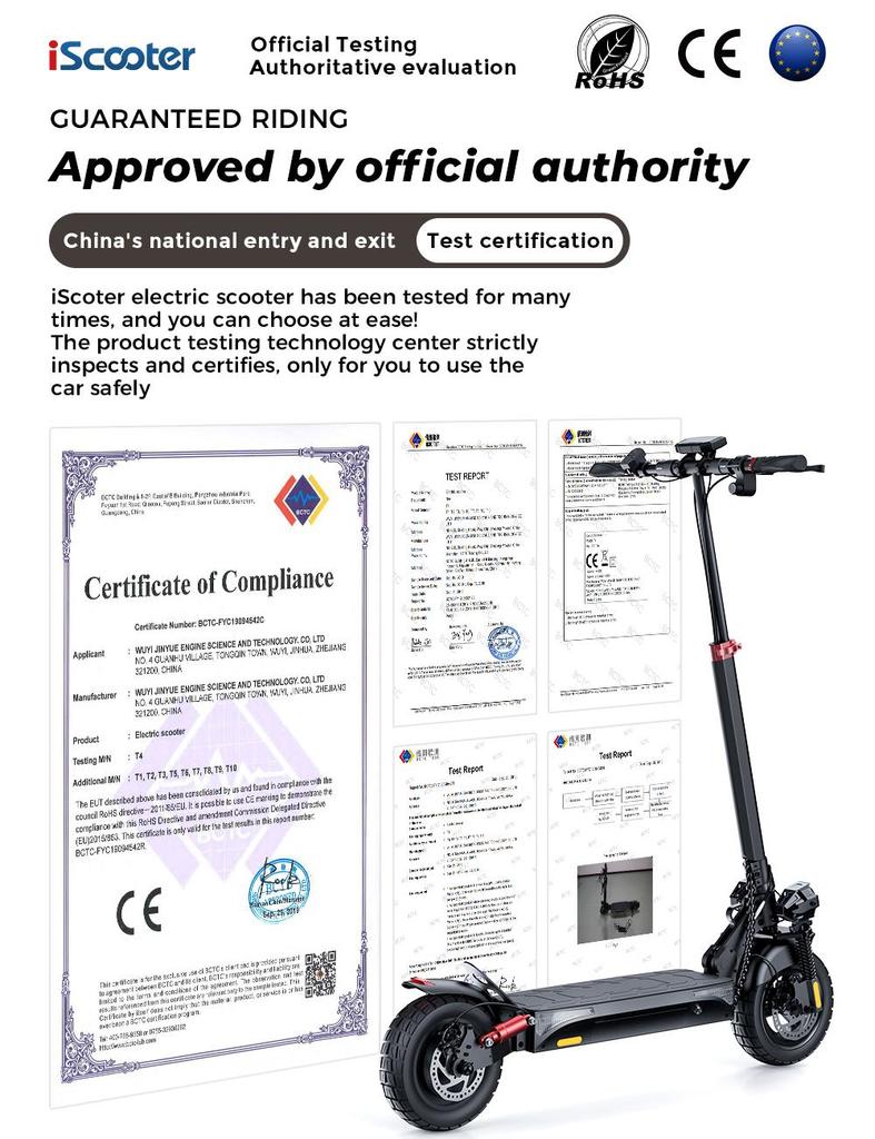 iScooter Electric Scooter IX4 800W 15Ah Powerful 10 Inch Off Road Tire Range 40-45km Speed 45km/h