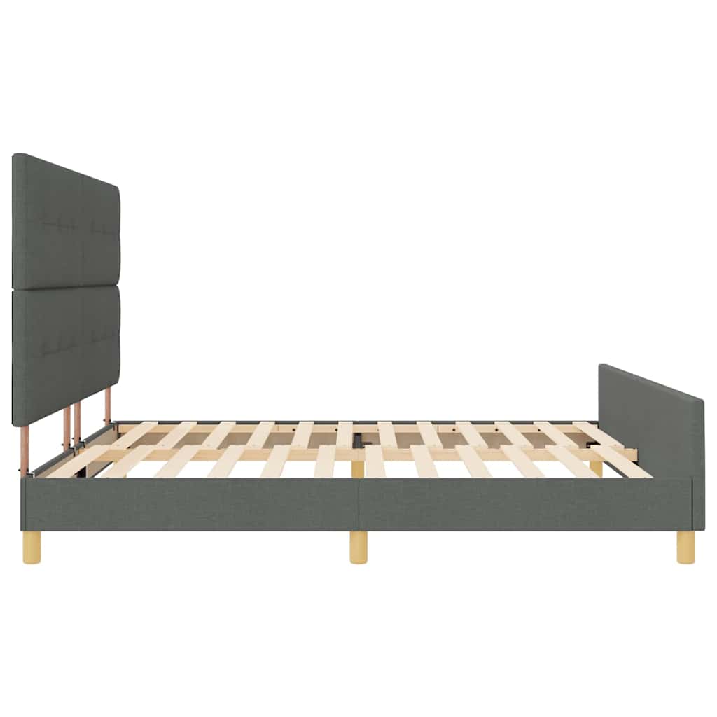 Bed Frame with Headboard Dark Grey 200 X 200 Cm Fabric