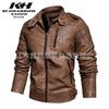 Popular autumn and winter men's leather jacket middle-aged and elderly locomotive PU leather jacket quality trendy brand men's stand-up collar slim j
