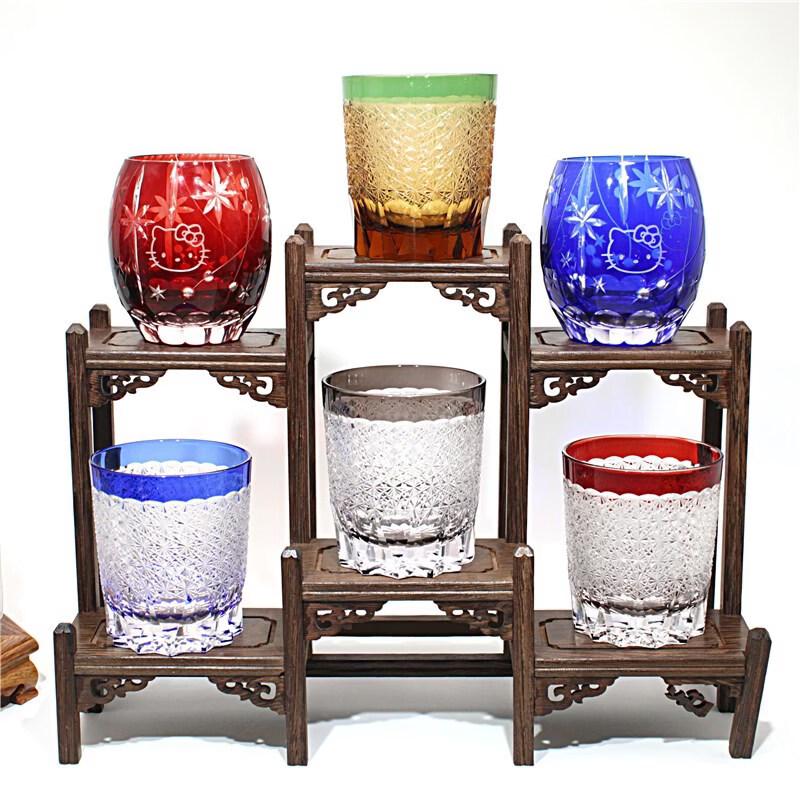 Japanese Edo Kiriko Hand-Carved Crystal Whiskey Glass