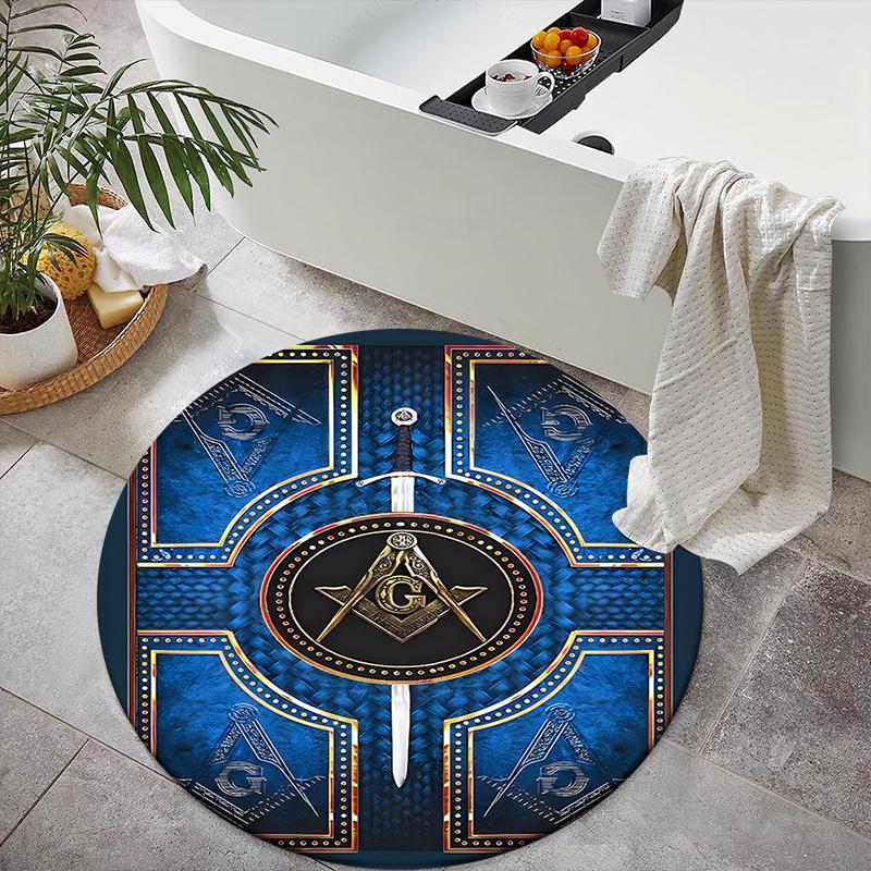 1pc Recognized Freemasonry Round carpet Painted Printed circular carpet, home door mat, outdoor travel protection carpet