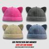 1pc Winter Warm Landlord Hat for Men,outdoor Windyproof Versatile Bucket Hat with Cute Cat Ear,adjustable Brimles Melon Skin Hat