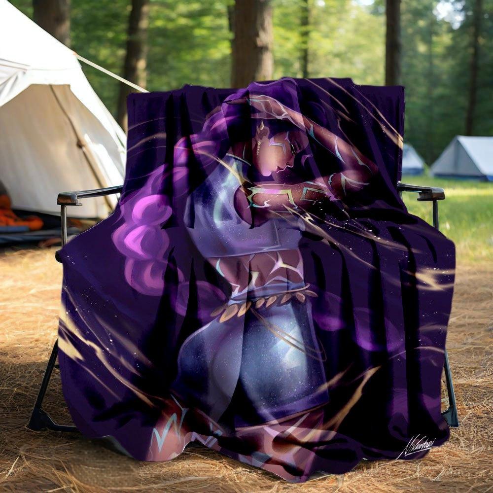 "Galactic Elegance: Purple Starry Night Crop Top & Shorts Set"Blanket Lightweight Flannel Throw Blanket for Sofa, Bed, Travel, Camping, Livi