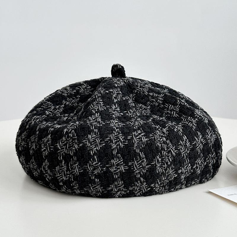 

Шляпа Женская Модная и Универсальная Берет в Гусиную Лапку Женская Ранняя Осень Показывающая Лицо Шляпа Маленького Художника Простой Темперамент Шляпа-Тыква one size