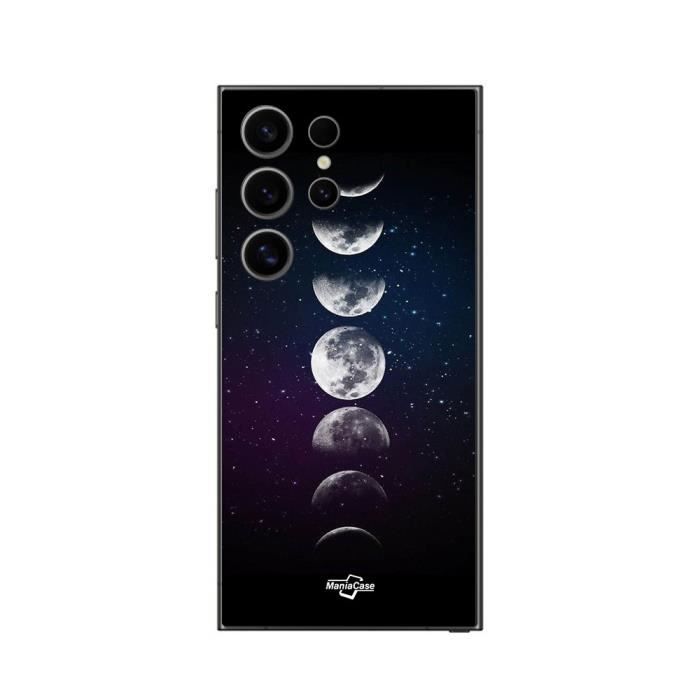 Coque - Maniacase - Samsung Galaxy S24 ULTRA - Lune Phase Nuit Étoile - Souple - Noir