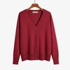 Dames effen lichtgewicht casual gebreid shirt V-hals lange mouwen slank ademend gebreid vest lente herfst mode eenvoudige losse zachte plus jas voor dames