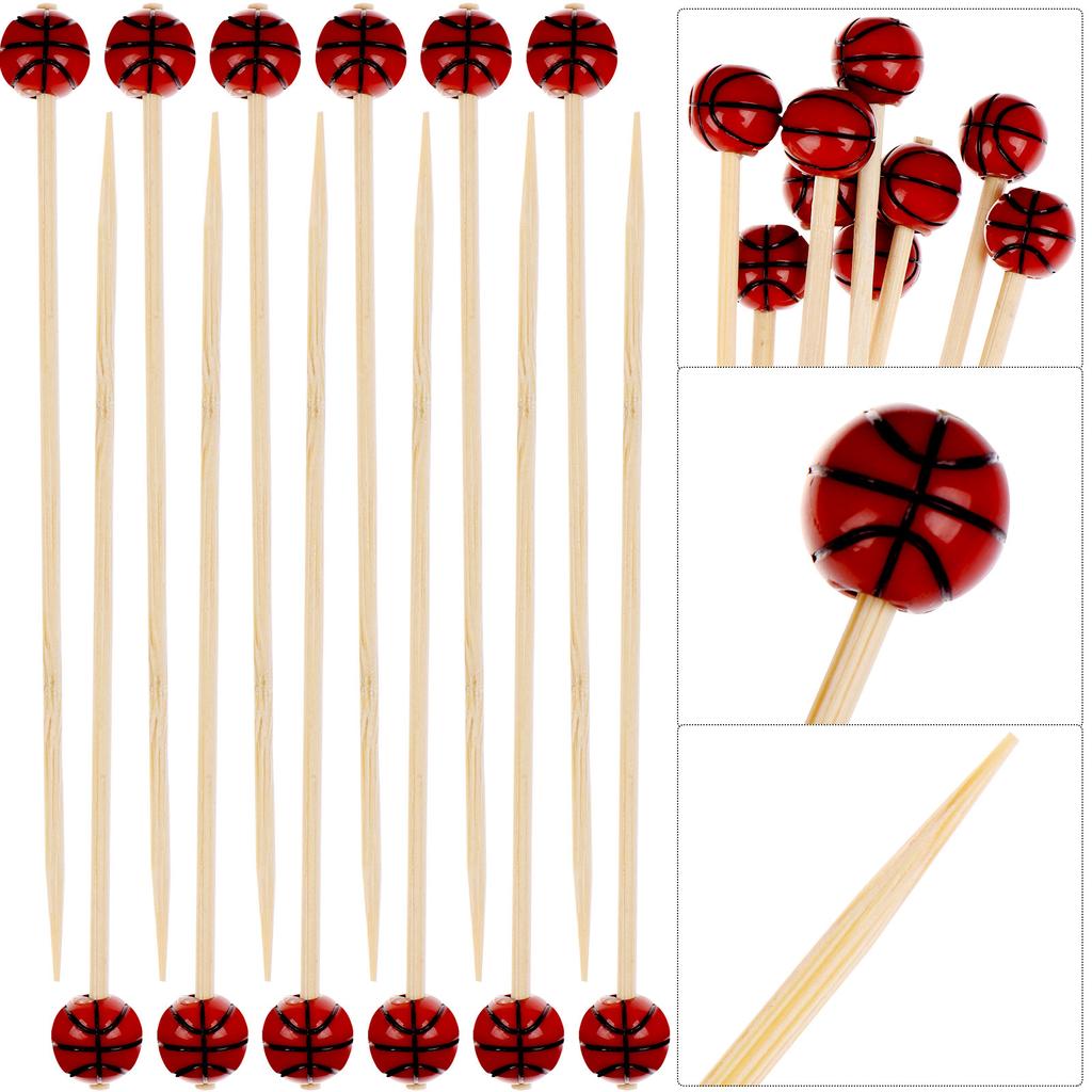 Bamboomn 3.9" Decorative Sports Ball End Bamboo Cocktail Fruit Sand