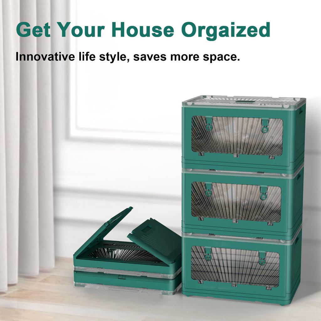 Foldable Storage Box Stackable Open Storage Box Large Storage Bins On Wheels Capacity Books Snack Toy Bin Home Organization Bins