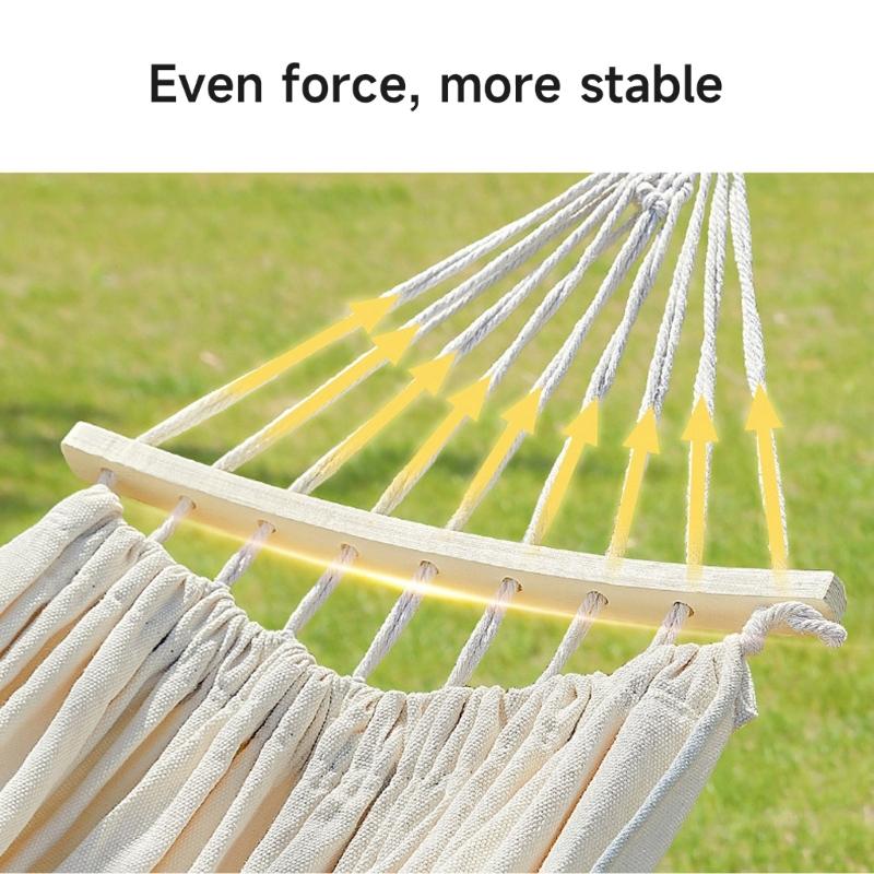 Double Hammock Swing Bed, Thickened Fabric Soft Canvas, Portable Travel Hanging Hammock for Camping and Outdoor, Large
