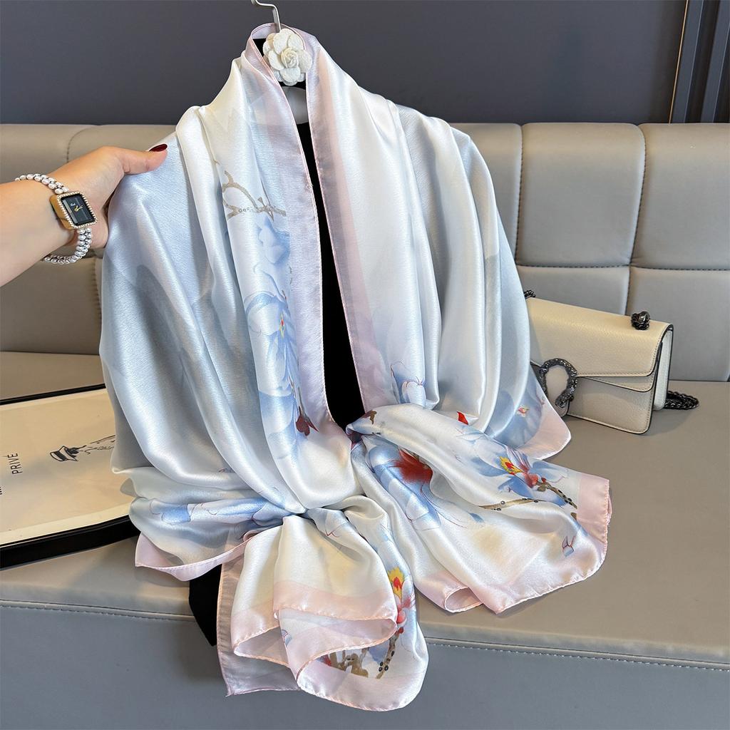 Women 180*90cm Fashion Beautiful Soft Silk Scarves Female Lady Shawl Hijab Wrap Foulard Bandanna Muffler Beach Pareo