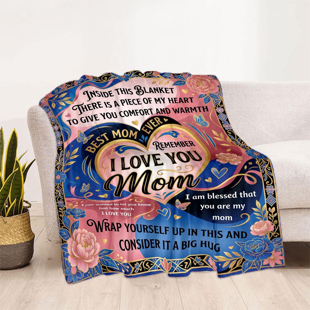 Heartfelt Mom's Gift Flannel Blanket-Soft and Suitable for Sofas,Beds,Offices,Travel,All Seasons,Great Gift for Holidays and Birthdays.