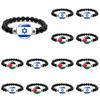 Israel Palestine Flag Gemstone Bracelet Unisex Black Beaded Jewelry Wholesale