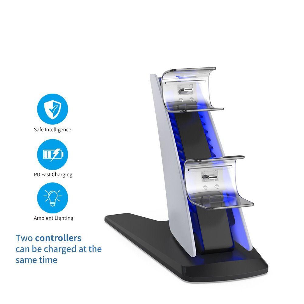 Type-C Wireless Joystick Charging Base Dual Controller Stand for Sony Playstation 5
