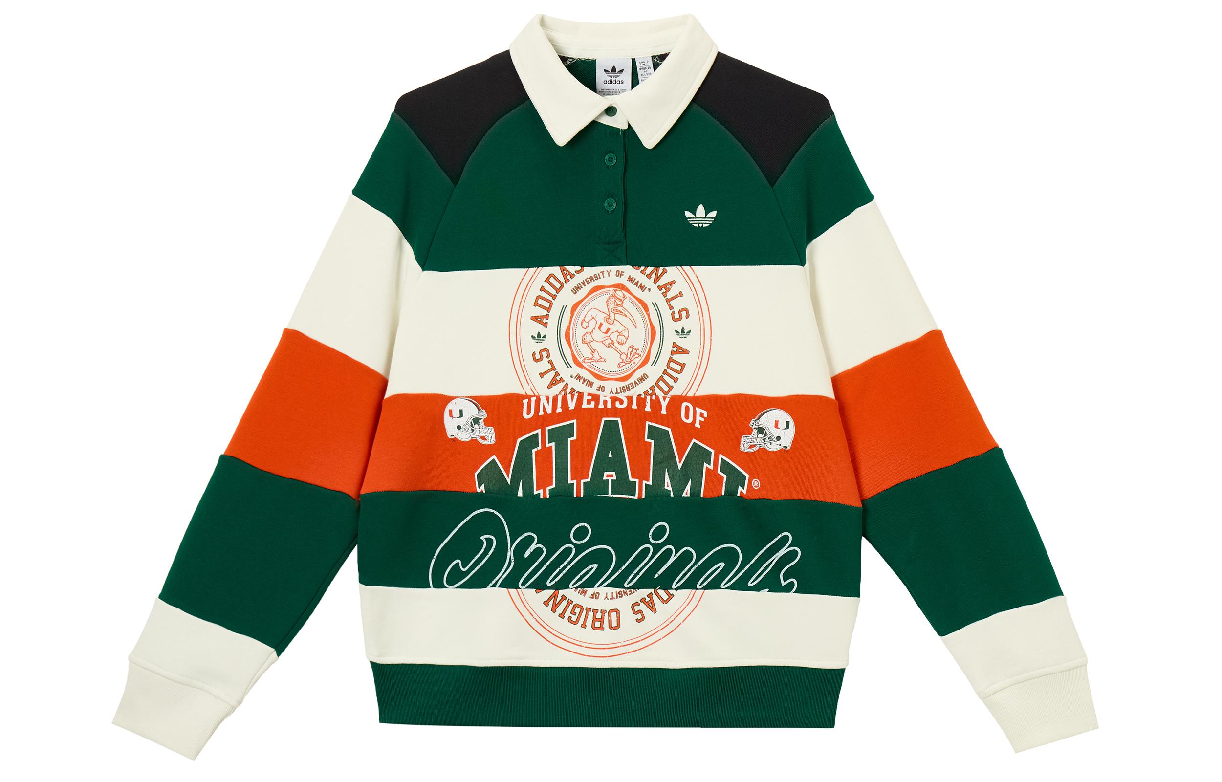 Adidas Originals Miami Hurricanes Originals Long Sleeve Polo Shirt KF2329 S