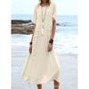 New Women's Cotton Pocket Casual Solid Color Short Sleeved Dress
