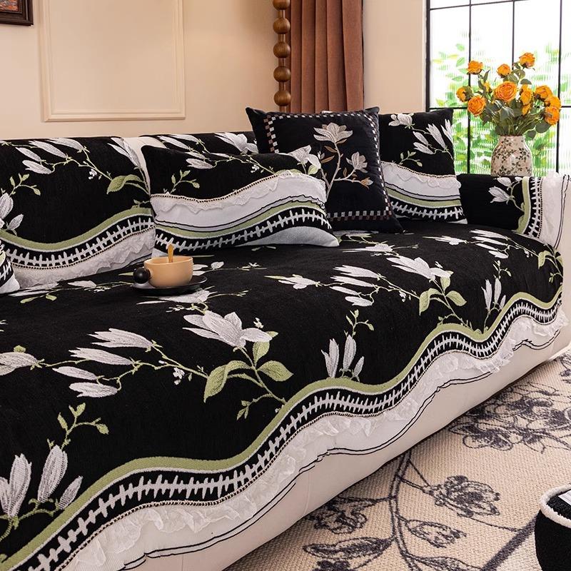 

Новая подушка для дивана 2025 года, ощущение высокого класса, универсальная для всех сезонов, нескользящая шенилловая подушка для сиденья, чехол для дивана с юбкой 70*70cm