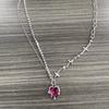 Y2K Fashion Peach Heart Water Drop Pendant Necklace Women Black Crystal Egirl Sweet Cool Punk Clavicle Chain Aesthetic Zircon