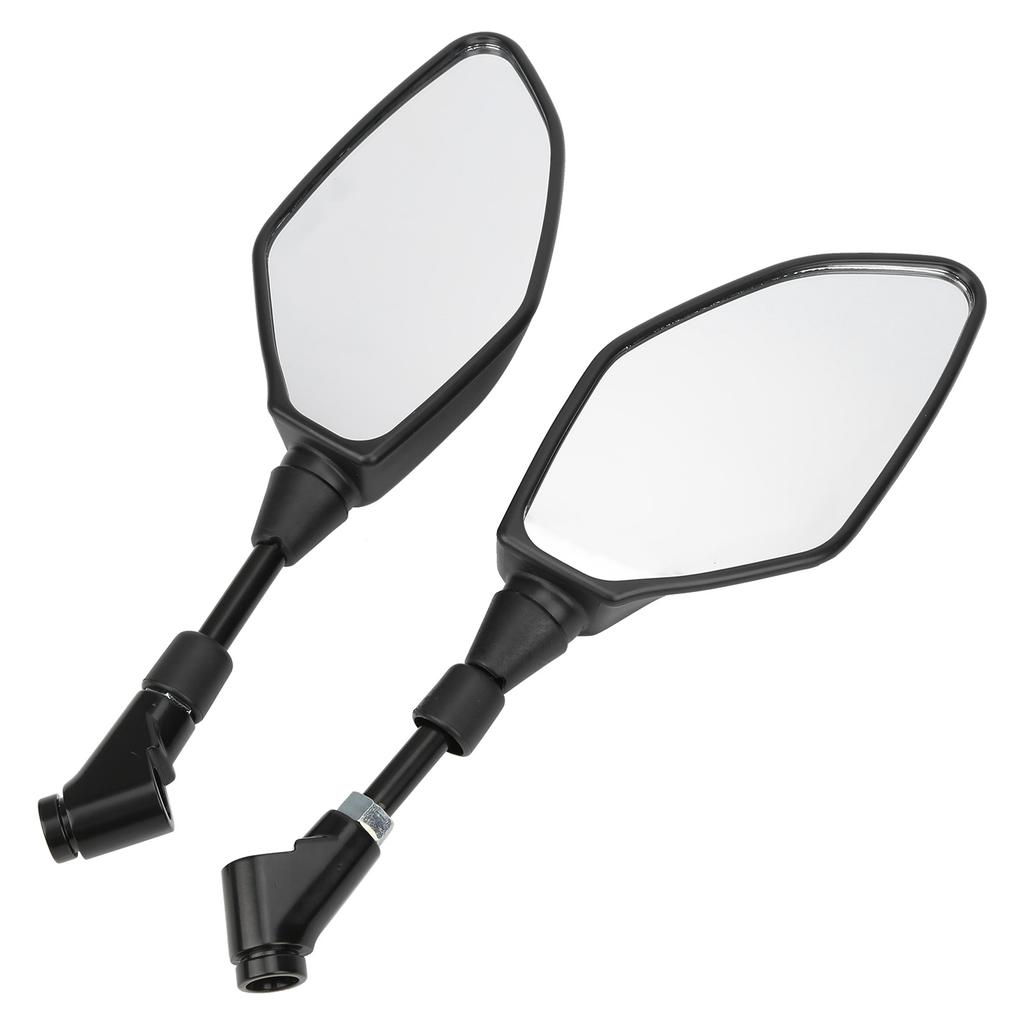 Pair Motorcycle Rearview Mirrors Universal ABS Black Housing with Mounting Bolts and Caps