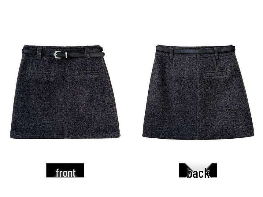 Luxi Retro High-End Wool A-Line Midi Skirt - Women's 2025 Winter Slimming Fleece-Lined Bodycon Mini Skirt