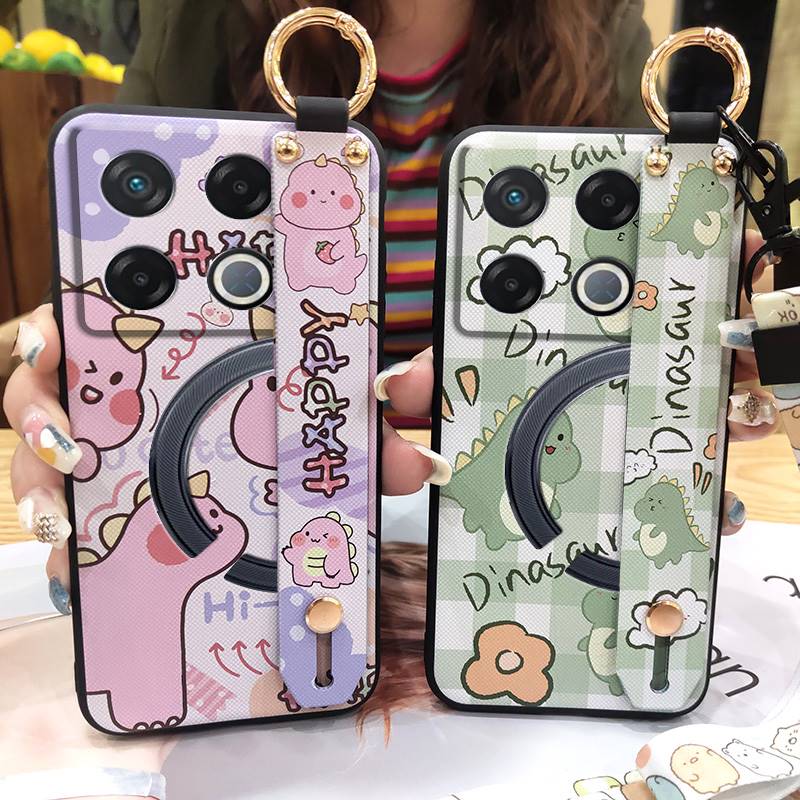 Cute Silicone Phone Case For infinix GT 20 Pro/X6871 Phone Holder Lanyard Durable Ring Back Cover Fashion Design Cartoon