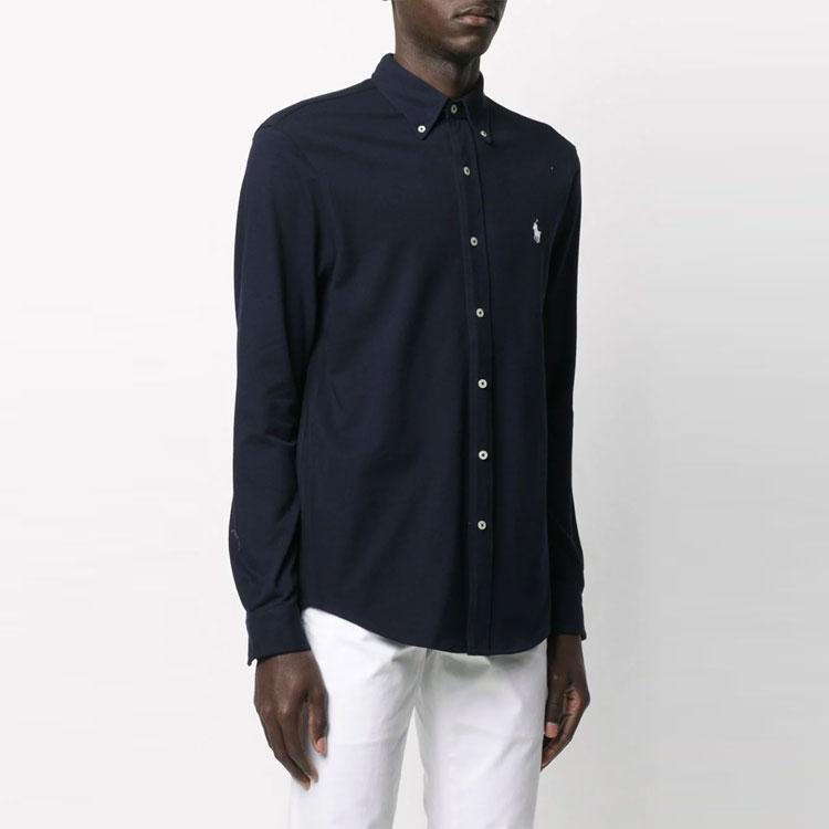 Polo Ralph Lauren FW21 Logo Embroidered Button-Down Collar Long Sleeve Shirt Men shirts Dark-Blue 710654408-016