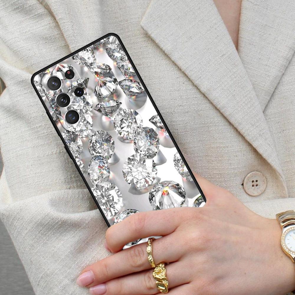Diamond Crystal Pattern Cell Phone Case for Samsung Galaxy S26 Ultra S25 S24 S23 S22 S21 S20 Note10 Cover