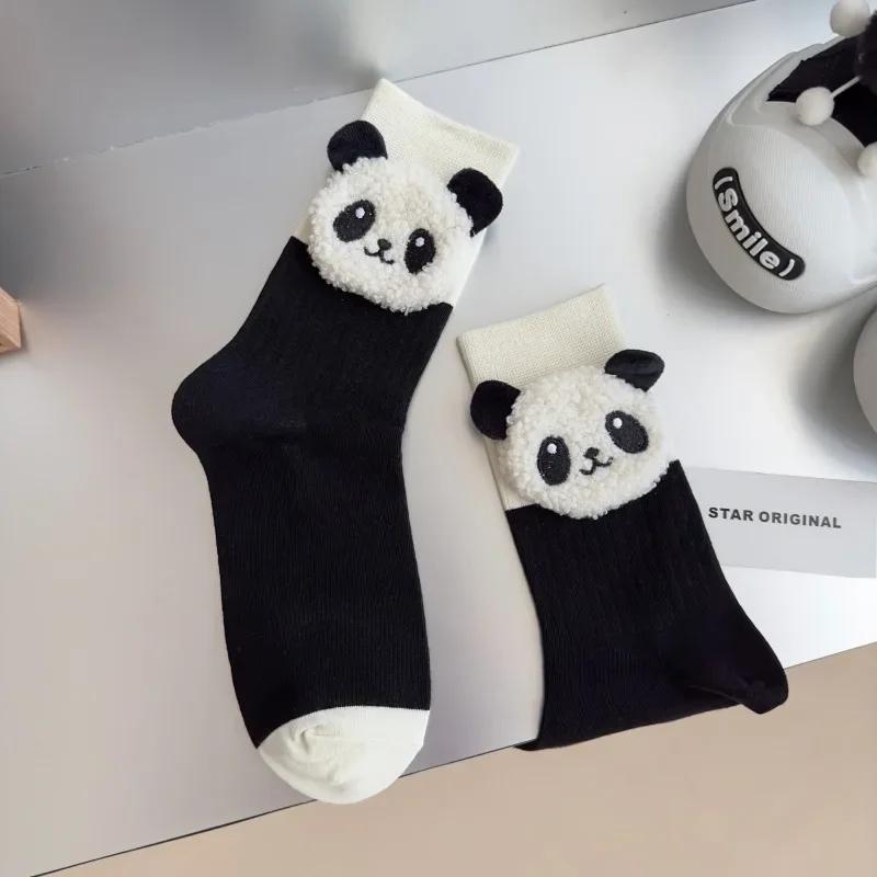 Pure Cotton Cute Socks Designer Panda Women Socks Kawaii Funny Black White Middle Tube Socks