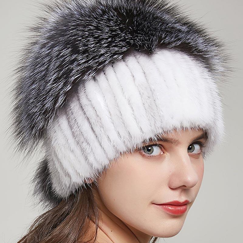 Warm Mink Fur Women Hat Beanies Caps 