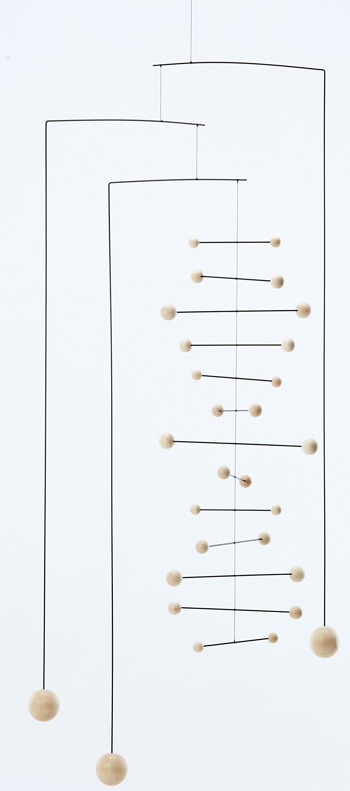

Counterpoint Large in Nature Hanging Mobile 44 inches Beechwood and Steel Handcrafted in Denmark Frenstead - - -