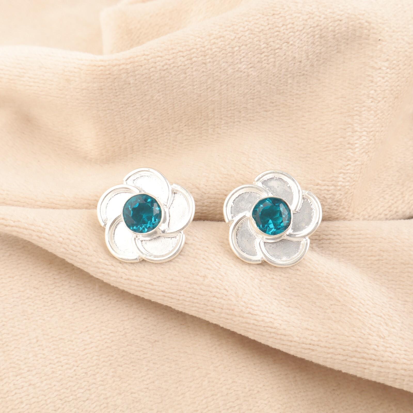 

Апатит Драгоценный камень Пусеты с пуш-бек застежкой Этнические Элегантные Серьги Ювелирные изделия Серебро 925 пробы EE-157-1