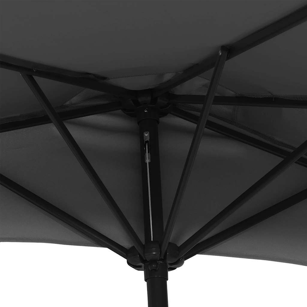 Balkon-Halbparasol, Aluminiumständer, Schwarz, 270X135X245 Cm