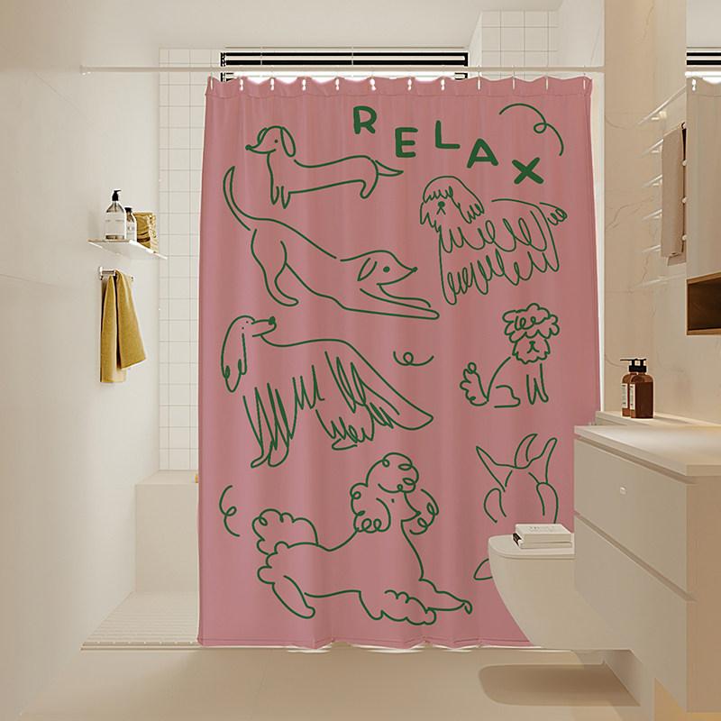 

Korean-Style Instagram-Inspired Bathroom Curtain Waterproof Shower Curtain With Blackout Function Home Decor Multiple Sizes W60H190(CM)-1 Pcs