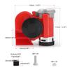 12V 115dB Car Air Horn Red Compact Dual Tone Electric Pump Loud Siren Vehicle for Car Motorcycle Truck Bicycle