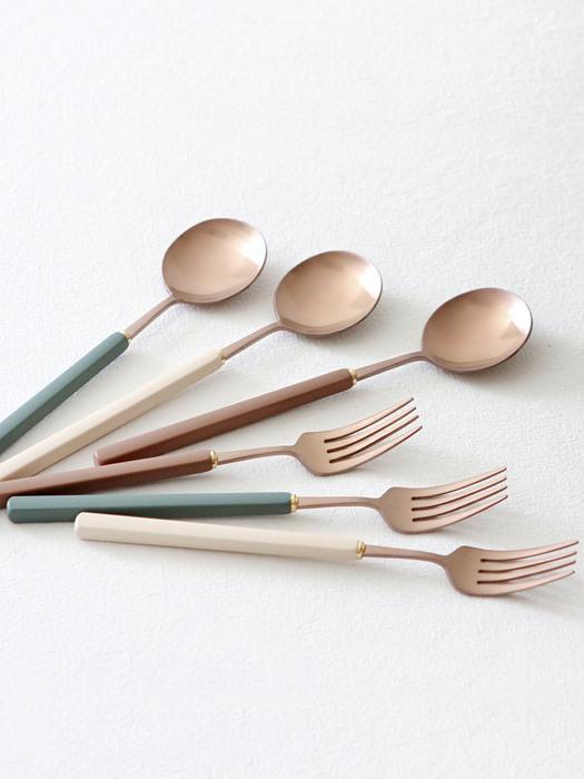 

kamomekitchen Eiffel Bogenpino Rose Gold Cutlery Set 3 Colors Olive Dessert Spoon + Dessert Fork Set
