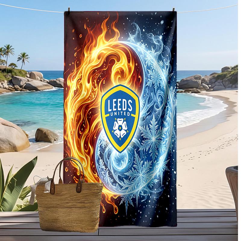 Asciugamano da Spiaggia con Stampa Leeds United Football, Asciugamano Grande Morbido ad Asciugatura Rapida per Spiaggia Campeggio Nuoto