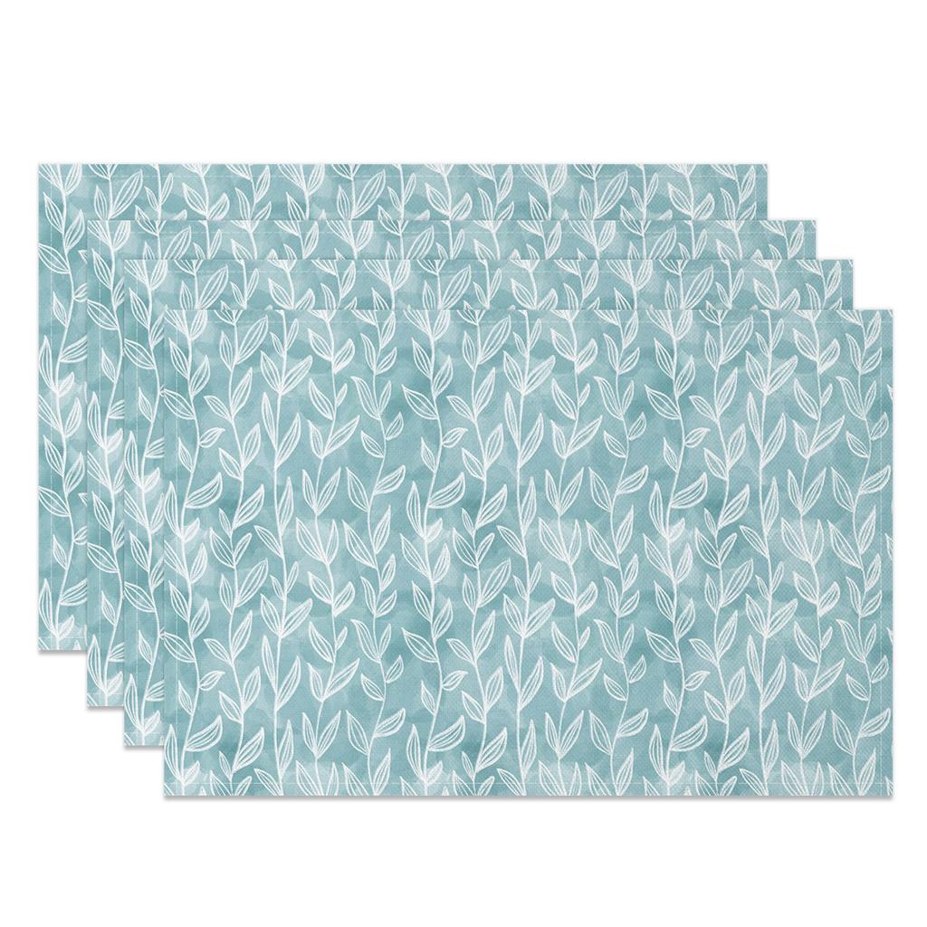 Modern Minimalist Table Mats Fresh Leaf Branch Pattern Placemats Natural Style Waterproof HeatResistant for Dining Kitchen Decor