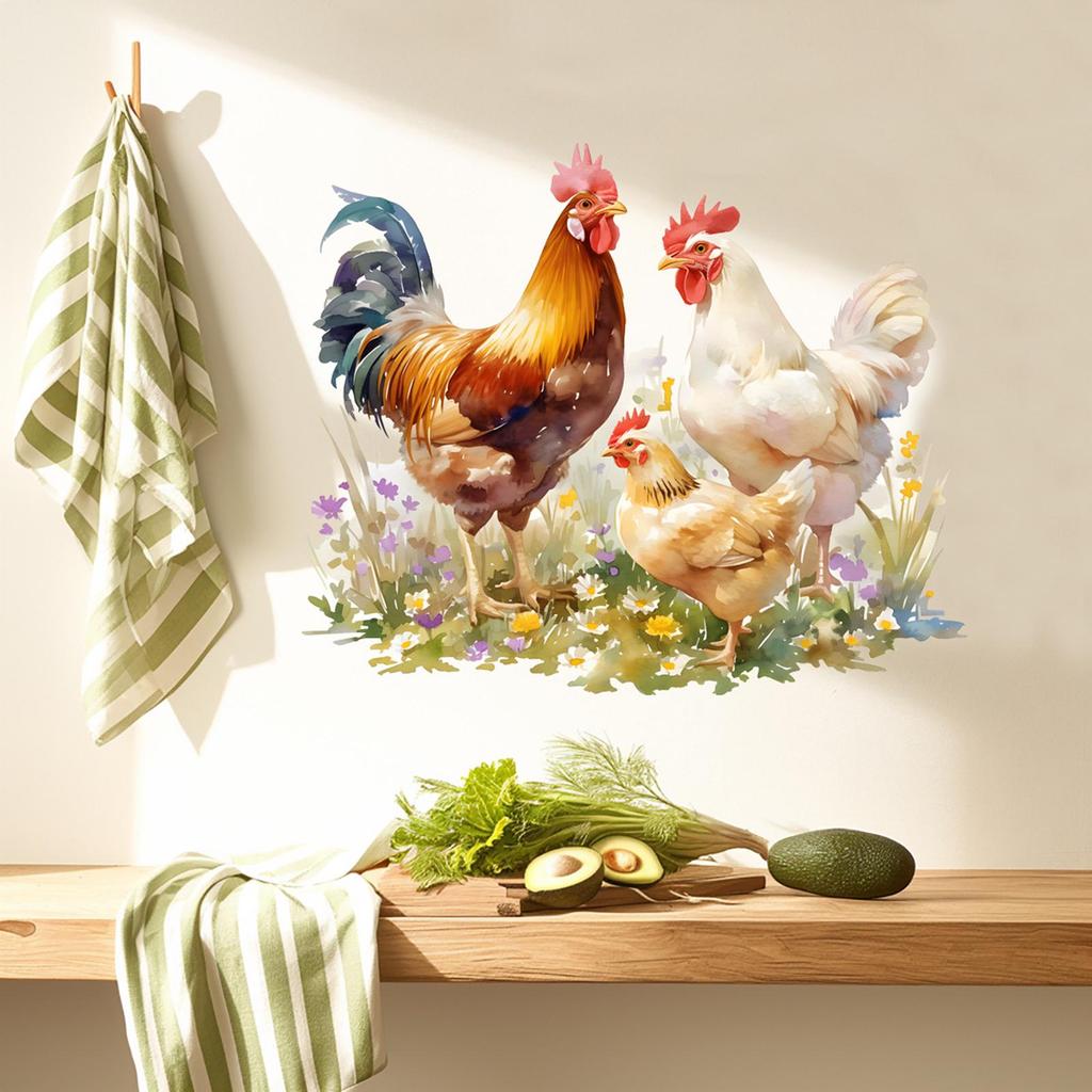 Wall Sticker Easy To Remove Rooster Chicken Waterproof PVC Wallpaper Decoration for Apartment