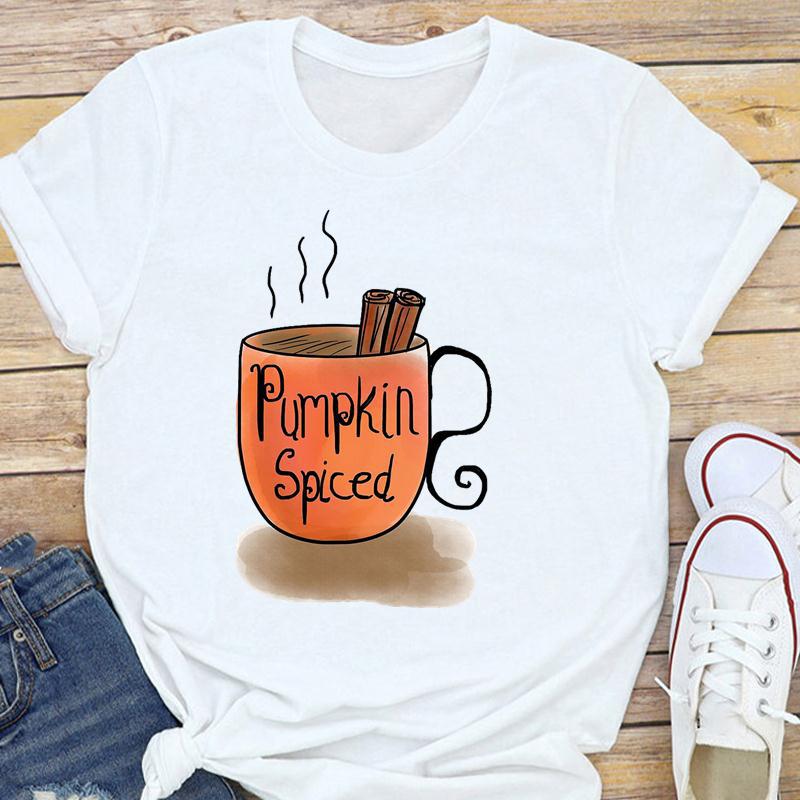 Summer Pumpkin Halloween Thanksgiving Cat with Pumpkin Print Short Sleeve T-shirt Graphic T Shirts Aesthetic Tops