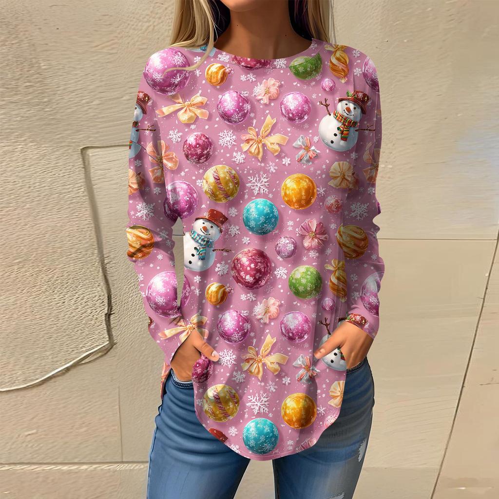 Tee Shirts For Women Fall Casual Long Sleeve Shirts Sweatshirt Vintage Graphic Printing Top Pullover Valentine's Day