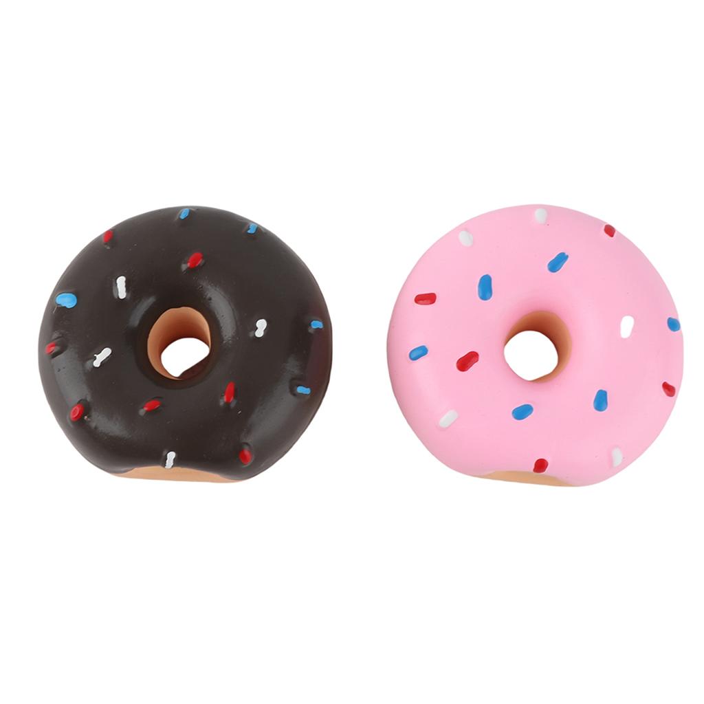 2PCS Latex Pet Doughnut Shape Sounding Teeth Cleaning Protection Chewing Biting Interactive Training Toy for Dogs
