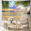 VIKAMA Summer Tropical Beach Sunset Panoramic Tapestry Flower Living Room Bedroom Vacation Style Cozy Relaxing Space Arrangement