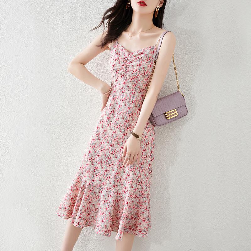 Srcr Women s Floral Pleated Mermaid Cami Dress M