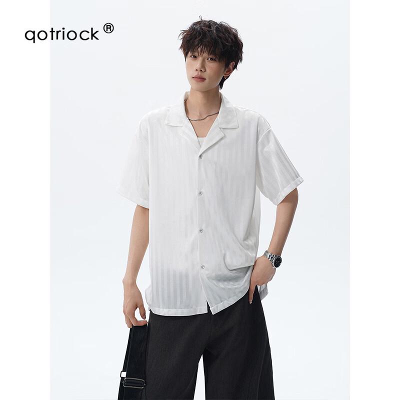 QOTRIOCK Men s Summer Ice Silk Short-Sleeve Shirt 2XL белый