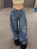 2025 Vår/Sommar Strass Hög Midja Vida Ben Jeans för Kvinnor
