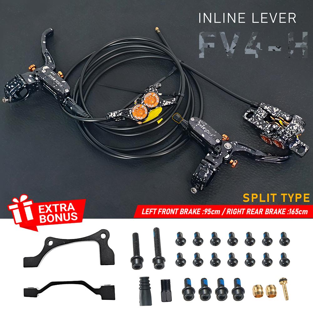 FV4H Horizontal Cylinder Four-Piston Bicycle Brake Hydraulic Disc Brake for Mountain Bike Oil Brake Hydraulic Disc Brake