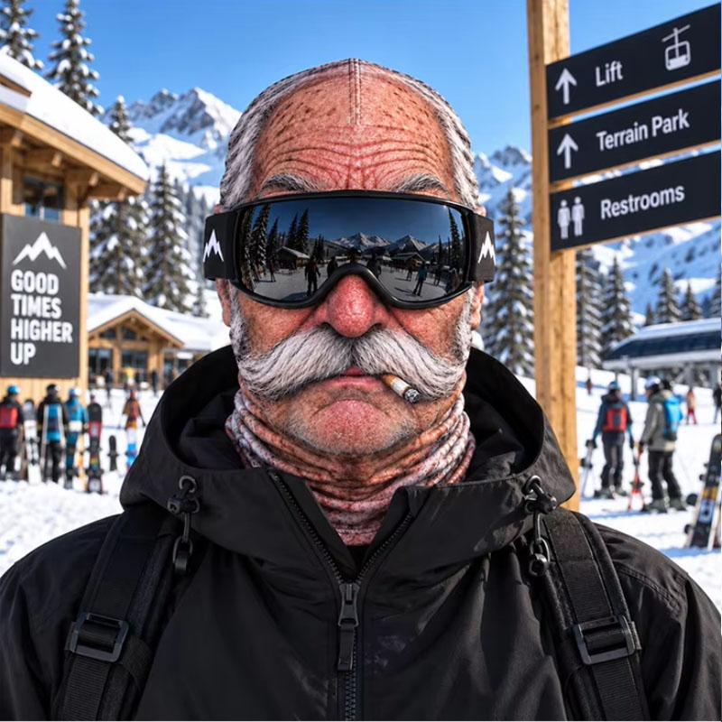 3D-gedruckte Vollgesichtsmaske für alten Mann, winddichte Winter-Skimütze, lustige realistische Gesichtsbedeckung für Motorrad, Wandern, Outdoor-Sport